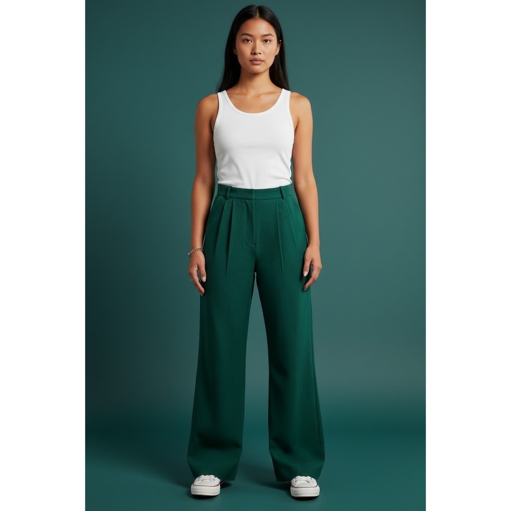 Abercrombie & Fitch Sloane Wide Leg Tailored Pants Emerald Green Size 8/29